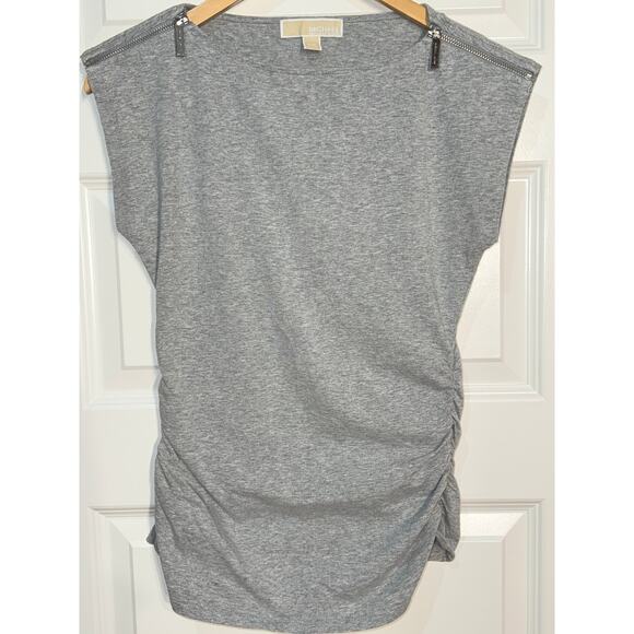 Michael Kors Gray Top with Zip Shoulders and Cap Sleeves, Women's Size P/S - Picture 2 of 8